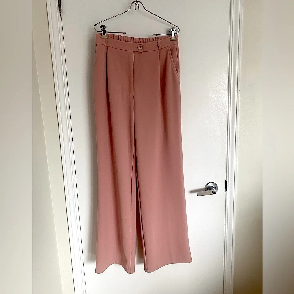 URBAN HERITAGE Elastic Waist pink wide leg polyester pants Size 11/12 - Picture 3 of 12